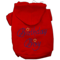 Birthday Pet Dog & Cat Hoodie Rhinestone,  Birthday Boy  Red 3XL (25-35 lbs.)