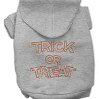 Halloween Pet Dog & Cat Hoodie Rhinestone,  Trick Or Treat  Gray MD (6-10 lbs.)