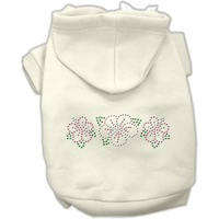 Pet, Dog & Cat Hoodie Rhinestone,  Tropical Flower  Cream LG (10-14 lbs.)