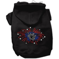 Pet, Dog & Cat Hoodie Rhinestone,  Fireworks  Black XS (0-3 lbs.)