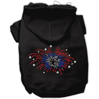 Pet, Dog & Cat Hoodie Rhinestone,  Fireworks  Black 2XL (20-25 lbs.)