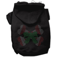 Christmas Pet Dog & Cat Hoodie Rhinestone,  Candy Cane Crossbones  Black 2XL (20-25 lbs.)