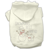 Christmas Pet, Dog & Cat Hoodie Rhinestone,  Snowman's Best Friend  Cream 3XL (25-35 lbs.)