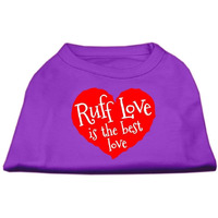 Pet Dog & Cat Shirt Screen Printed,  Ruff Love  Purple XS (0-3 lbs.)