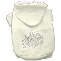 Pet, Dog & Cat Hoodie Rhinestone,  Dragon  Cream MD (6-10 lbs.)