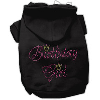 Pet, Dog & Cat Hoodie Rhinestone,  Birthday Girl  Black XL (14-20 lbs.)