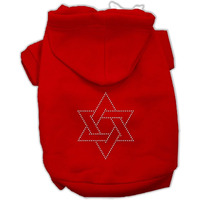 Hanukkah Pet, Dog & Cat Hoodie Rhinestone,  Star Of David  Red SM (3-6 lbs.)