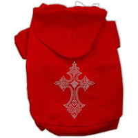 Pet, Dog & Cat Hoodie Rhinestone,  Cross  Red MD (6-10 lbs.)