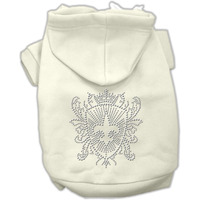 Pet Dog & Cat Hoodie Rhinestone,  Fleur De Lis Shield  Cream 2XL (20-25 lbs.)