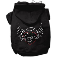 Pet, Dog & Cat Hoodie Rhinestone,  Angel Heart  Black SM (3-6 lbs.)