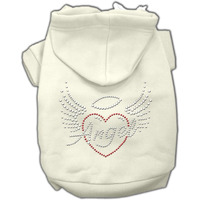 Pet, Dog & Cat Hoodie Rhinestone,  Angel Heart  Cream XS (0-3 lbs.)