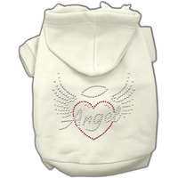 Pet, Dog & Cat Hoodie Rhinestone,  Angel Heart  Cream SM (3-6 lbs.)