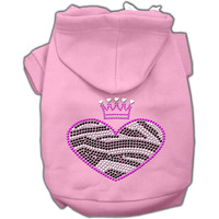 Mirage Pet Products 10  Zebra Heart Rhinestone Hoodies, Small, Pink