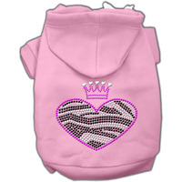 Mirage Pet Products 18  Zebra Heart Rhinestone Hoodies, 2X-Large, Pink