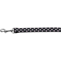 Pet Dog and Cat Nylon Collar or Leash,  Pink & Black Dotty Hearts  1  w x 6 ft. leash