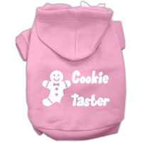 Christmas Pet Dog & Cat Hoodie Screen Printed,  Cookie Taster  Light Pink MD (6-10 lbs.)