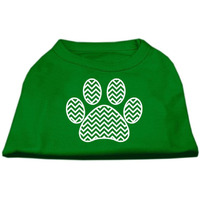 Mirage Pet Products Chevron Paw Screen Print Shirt, Medium, Green