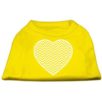 Mirage Pet Products Chevron Heart Screen Print Dog Shirt, Medium, Yellow