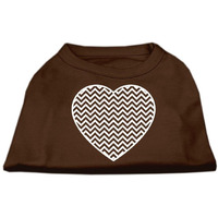 Mirage Pet Products Chevron Heart Screen Print Dog Shirt, Medium, Brown