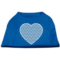 Mirage Pet Products Chevron Heart Screen Print Dog Shirt, Medium, Blue