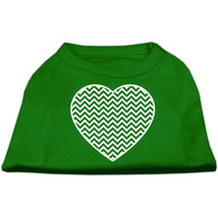 Mirage Pet Products Chevron Heart Screen Print Dog Shirt, Small, Green