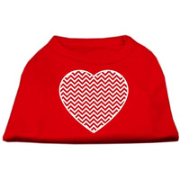 Mirage Pet Products Chevron Heart Screen Print Dog Shirt, X-Small, Red