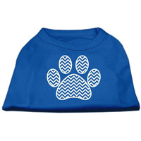 Mirage Pet Products Chevron Paw Screen Print Shirt, Small, Blue