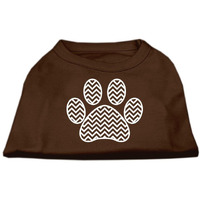 Mirage Pet Products Chevron Paw Screen Print Shirt, X-Small, Brown