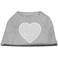 Mirage Pet Products Chevron Heart Screen Print Dog Shirt, X-Small, Grey