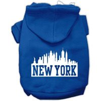 Mirage Pet Products 62-81 XXLBL New York Skyline Screen Print Blue Pet Hoodie, XX-Large