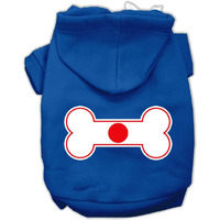 Pet, Dog & Cat Hoodie Screen Printed,  Bone Flag Japan  Blue MD (6-10 lbs.)