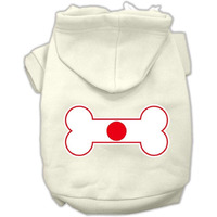 Pet, Dog & Cat Hoodie Screen Printed,  Bone Flag Japan  Cream 2XL (20-25 lbs.)