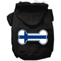 Pet, Dog & Cat Hoodie Screen Printed,  Bone Shaped Finland Flag  Black LG (10-14 lbs.)