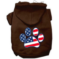 Pet Dog & Cat Hoodie Screen Printed,  Patriotic Paw  Brown XL (14-20 lbs.)