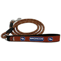 GameWear NFL Denver Broncos Football Leather Rope Leash, Medium, Brown