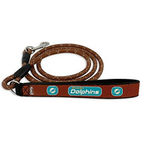 GameWear NFL Miami Dolphins Football Leather Rope Leash, Large, Bron