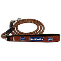 GameWear NFL Seattle Seahawks Football Leather Rope Leash, Large, Brown