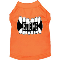 Bite Me Screen Print Dog Shirt Orange Xl 16