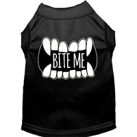 Bite Me Screen Print Dog Shirt Black Lg 14