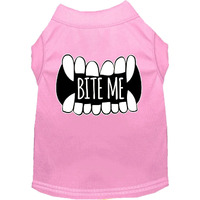 Bite Me Screen Print Dog Shirt Light Pink Xs 8