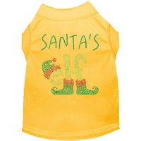 Santas Elf Rhinestone Dog Shirt Yellow XL 16