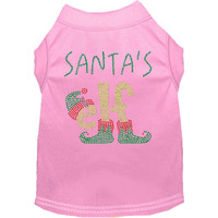 Santas Elf Rhinestone Dog Shirt Light Pink Med 12