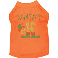 Santas Elf Rhinestone Dog Shirt Orange Med 12