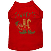 Santas Elf Rhinestone Dog Shirt Red Sm 10