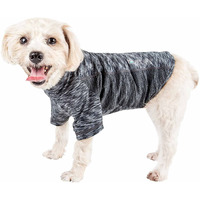 Pet Life  Active 'Warf Speed' Heathred Dog Fitness and Yoga Pet T-Shirt Dog Clothes - Performance Dog T-Shirt with 4-Way-Stretch, Reflective and Quick-Dry Technology - Summer Dog Shirts