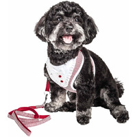 Pet Life  Luxe Collection Spawling 2-in-1 Dog Harness and Leash with Ruffled pet Collar and Fashion Dog Bowtie - Pet Harness and Dog Costume with Reversible Mesh and Alloy Dog Leash attachments