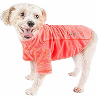 Pet Life  Active 'Warf Speed' Heathred Dog Fitness and Yoga Pet T-Shirt Dog Clothes - Performance Dog T-Shirt with 4-Way-Stretch, Reflective and Quick-Dry Technology - Summer Dog Shirts