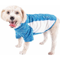 Pet Life  Active 'Warf Speed' Heathred Dog Fitness and Yoga Pet T-Shirt Dog Clothes - Performance Dog T-Shirt with 4-Way-Stretch, Reflective and Quick-Dry Technology - Summer Dog Shirts