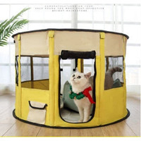 Portable Pet Soft Playpen, Pop up Tent Indoor & Outdoor Use Durable Paw Kennel Cage, Waterproof Bottom Removable Top Puppy Pen(Yellow)