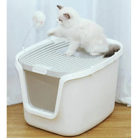 Top Entry Cat Litter Box with Perforated Cover and Scoop, New Cat Litter Drawer Cat Toilet Fully Secured Litter Box, Cats Jump in Entry Dome